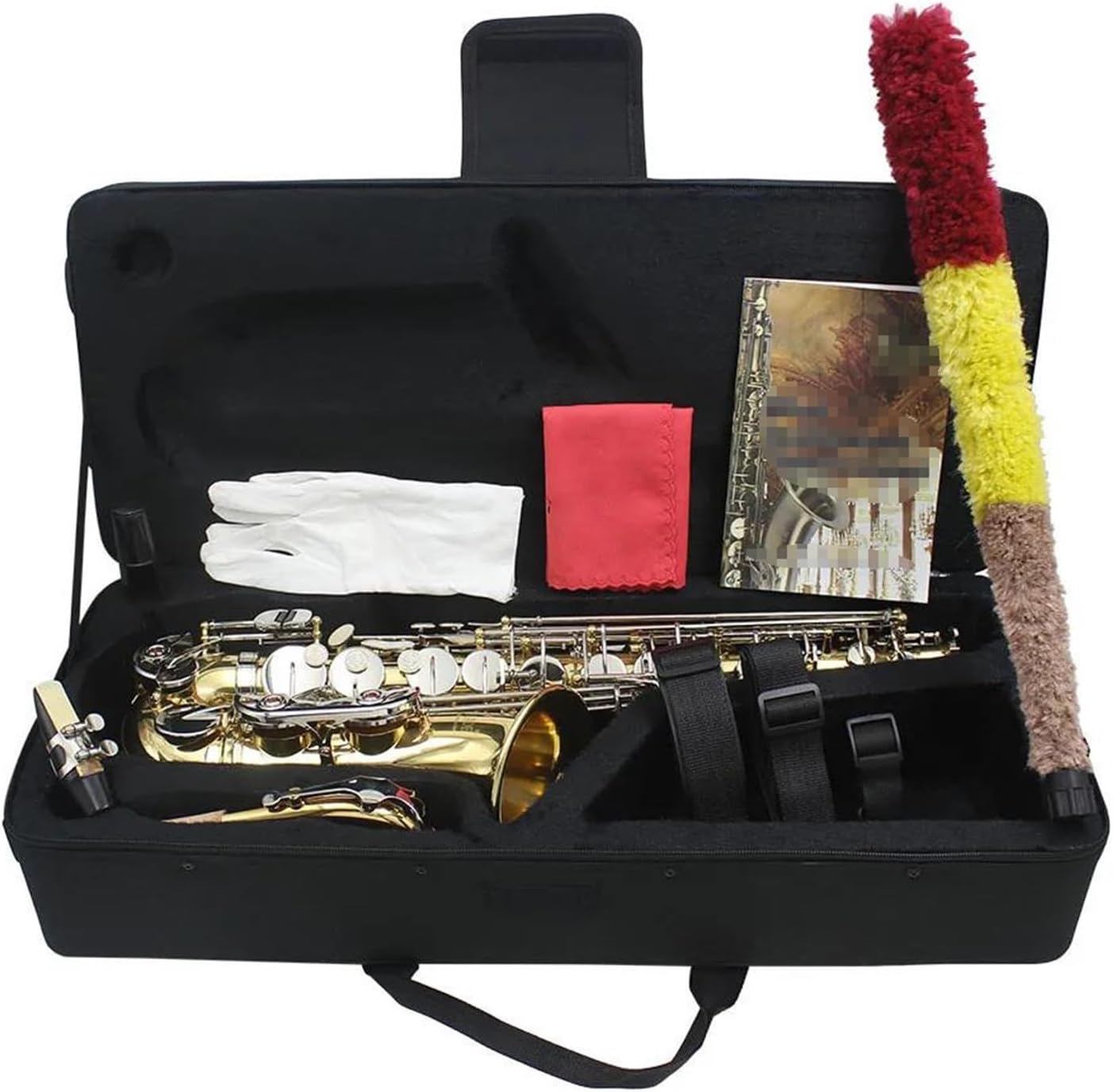 Brass Eb E-Flat Alto Saxophone Sax Glossy Engraved Natural White Shell Button Wind Instrument With Hardshell Case