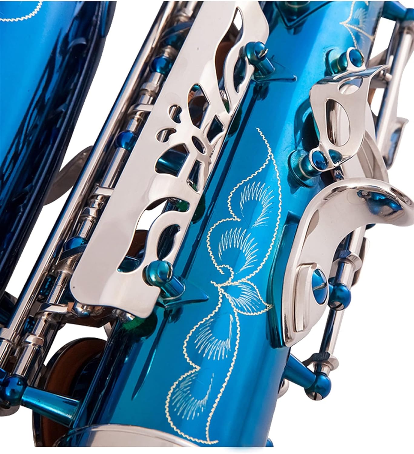 Saxophone Set High-Grade Blue Silver EB Alto Saxophone Brass Lacquered E Flat Sax 802 Key Type Woodwind Instrument Student Saxophone