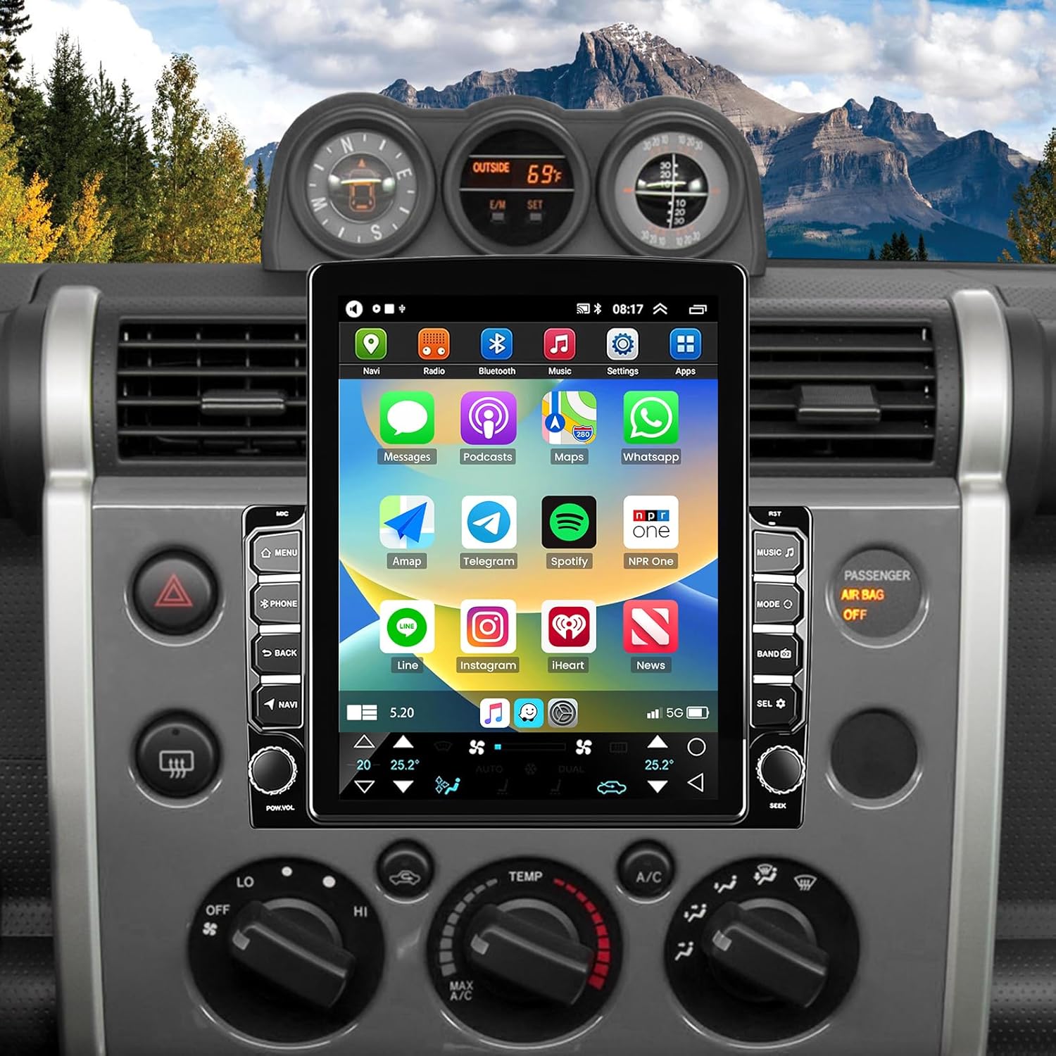 Car Stereo Radio for Toyota FJ Cruiser 2007-2014 with Wireless Carplay & Android Auto,9.7 Inch Car Audio Receiver GPS Navigation Unit with Bluetooth Head Unit Backup Camera WiFi SWC- 2G+32G