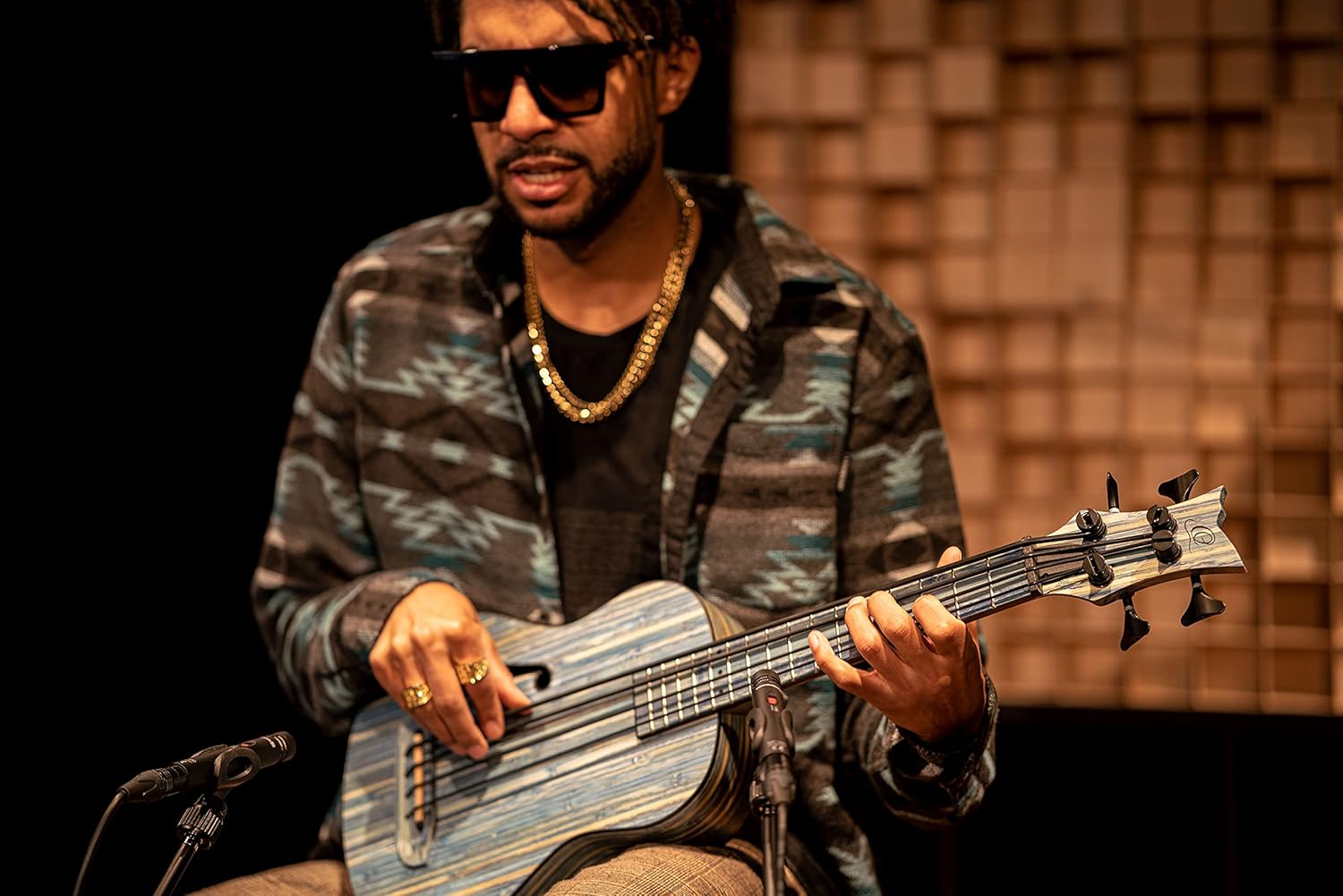 Ortega Guitars 4 String Bamboo Series All Solid Acoustic-Electric Uke-Bass w/Bag, Right-handed, Stone Washed, (RUSWB-UB)