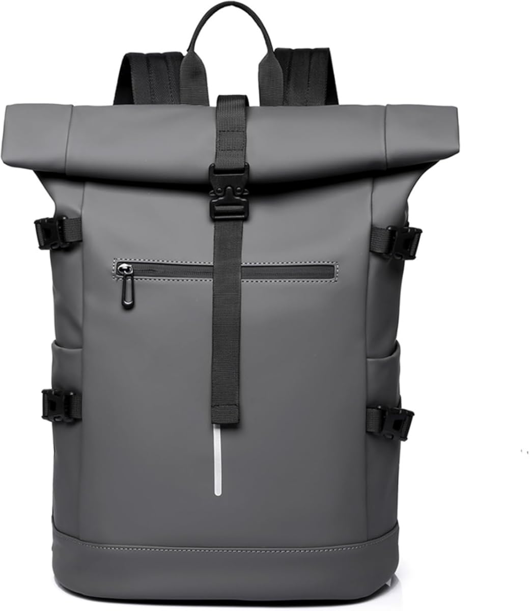 Roll Bag Men's Backpack Commuting Shoulder Large Capacity(Ash)