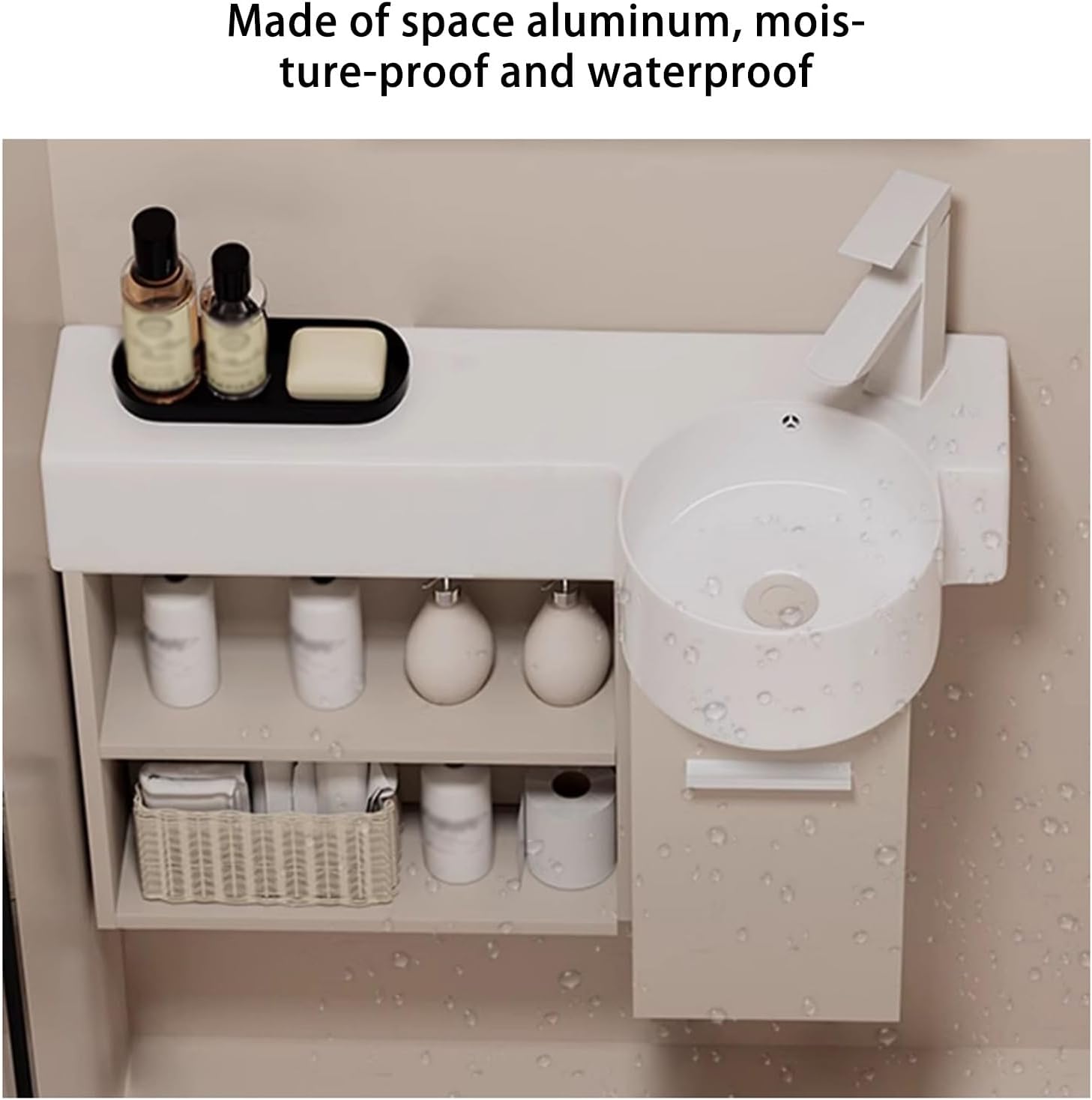 Corner Wall Mount Bathroom Sink Bathroom Cabinet With Faucet and Drain Corner bathroom Sink With Open Shelf Storage Cabinet For Small Space corner Bathrooms Vanity(Left,70*52*13cm/27.6*20.5*5.1in)