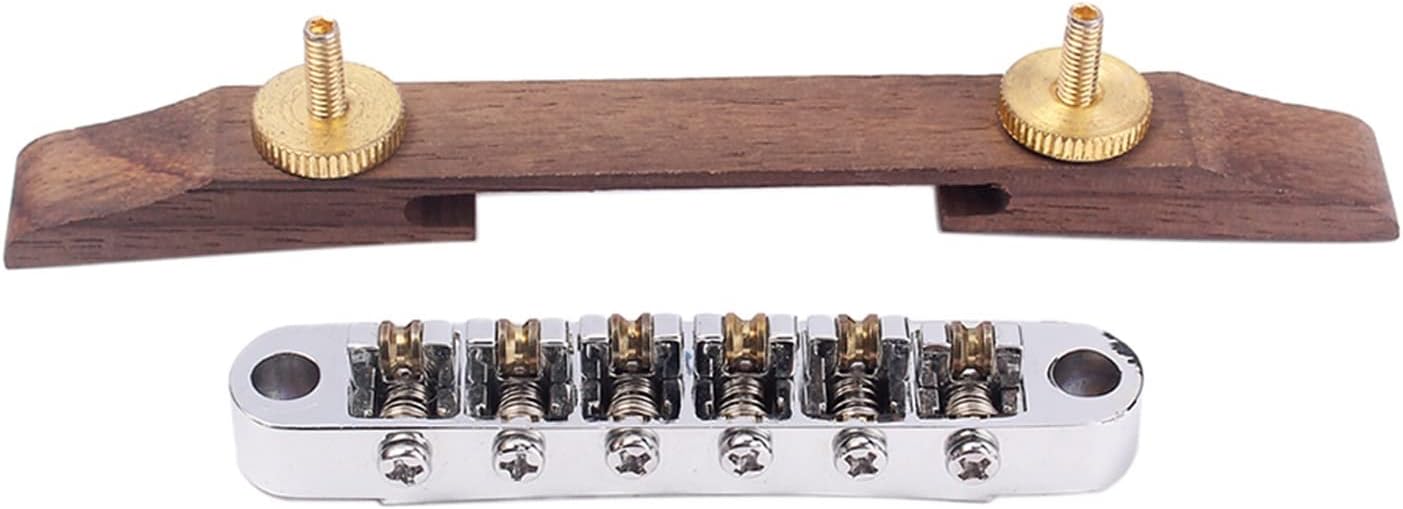 Adjustable Rosewood Bridge with Roller Saddles for Archtop Bass Guitar Electric Guitar Bridge
