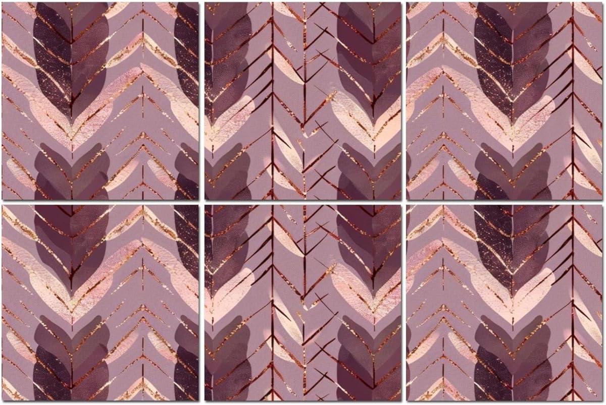 6 Pack Art Acoustic Panels Rose gold glitter knitted seamless pattern Soundproof Wall Panels, 48