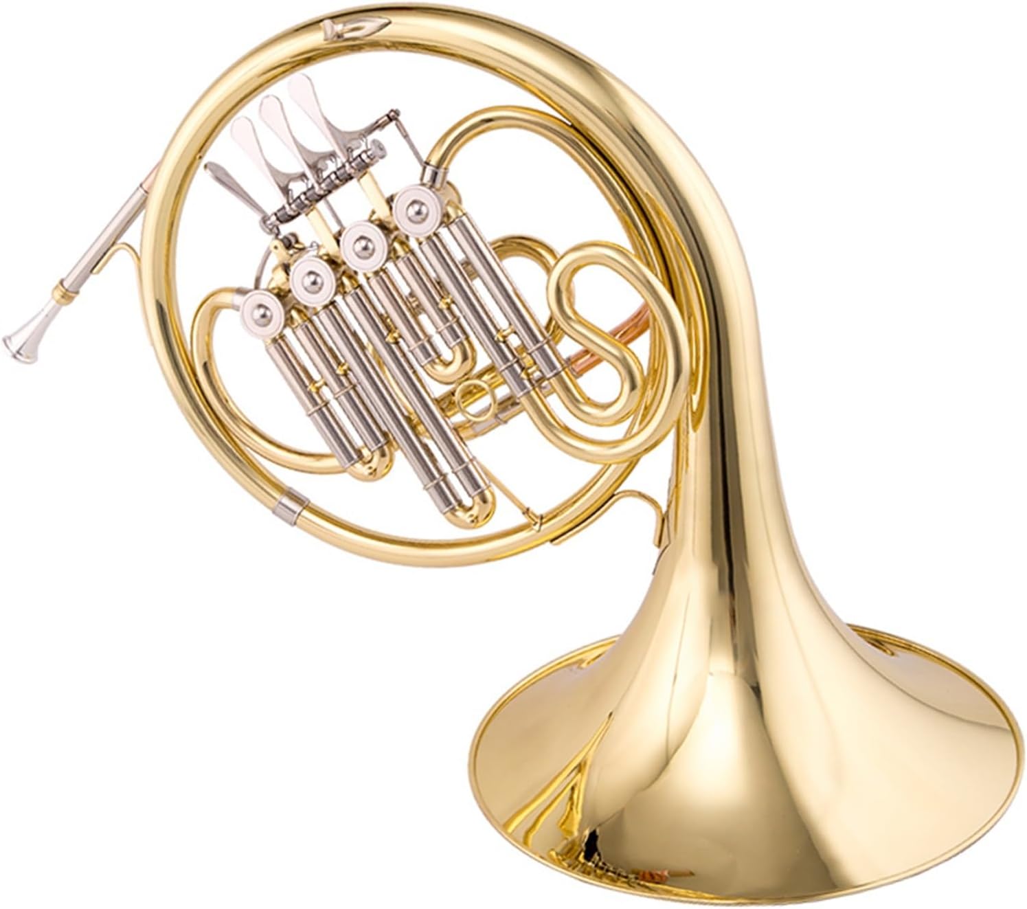 Brass French Horn F-key Four-key Single And Double Beginner Professional Examination Band Performance Level Effortless And Easy To Play(Double)