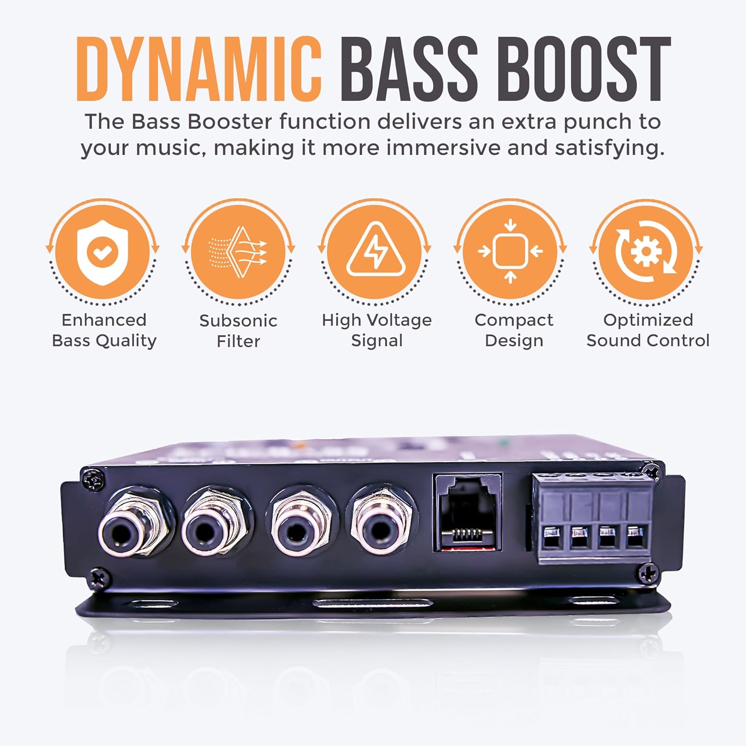 Elite Audio Epic Bass Digital Bass Restoration Kit - Epic Bass Processor with 3ft. & 17ft. Oxygen Free RCA Cables - Boosted Bass Performance, Remote Bass Control