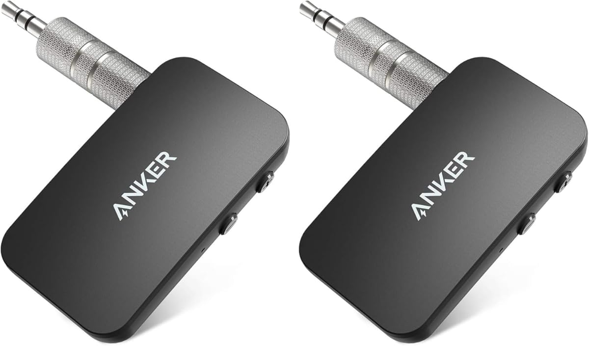 Anker Soundsync Bluetooth Receiver for Music Streaming with Bluetooth 5.0, Dual Device Connection, Handsfree Calls, 12-Hour Battery Life, for Car & Home Stereo - Signal Reception Only (Pack of 2)