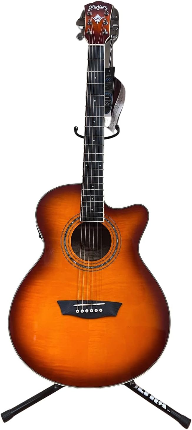 Washburn Festival EA15 Mini Jumbo Cutaway, Acoustic Electric Guitar, Ice Tea Burst