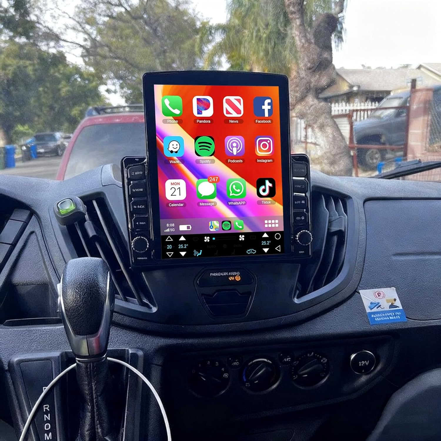 2+64G Android 14 Car Stereo Radio for Ford Transit Custom 2013 2014 2015 2016 2017 2018 2019 9.7'' Wired/Wireless with Carplay GPS Support OBD OBD2 DVR TPMS TV Box MIC,U Disk,DSP,DAB+