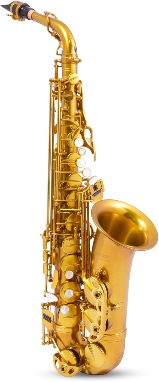 BetterSax Session Alto Saxophone Matte Dark Gold Finish — Hand-Crafted Professional Saxophone — Enhanced Tone, Projection & Ergonomics — Includes Professional Hand-Finished Mouthpiece