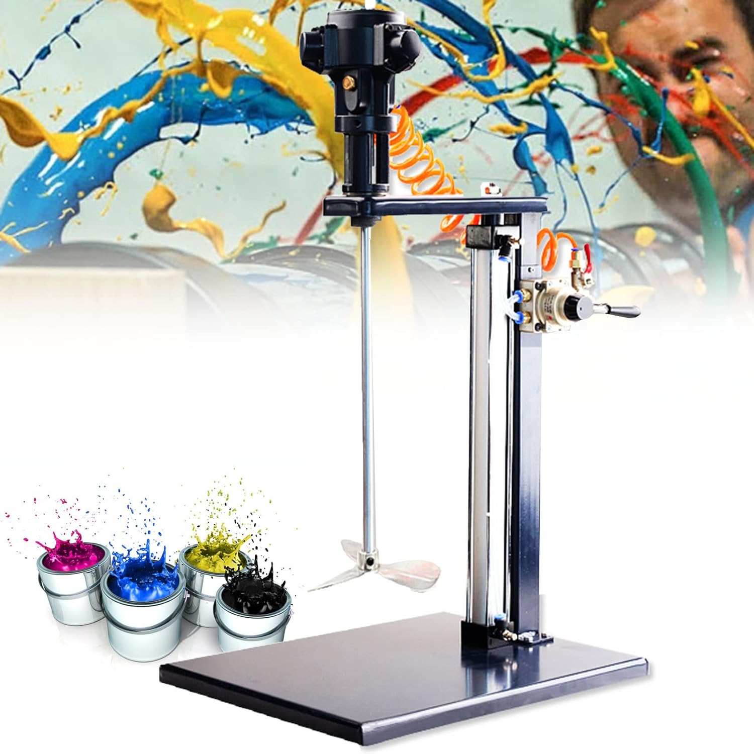 Pneumatic Bracket Mixer, 5 Gal/20L Stainless Steel Automatic Paint Stirring Machine, Desktop Vertical Air Agitator,Desktop Vertical Air Agitator, for Mixing Paint