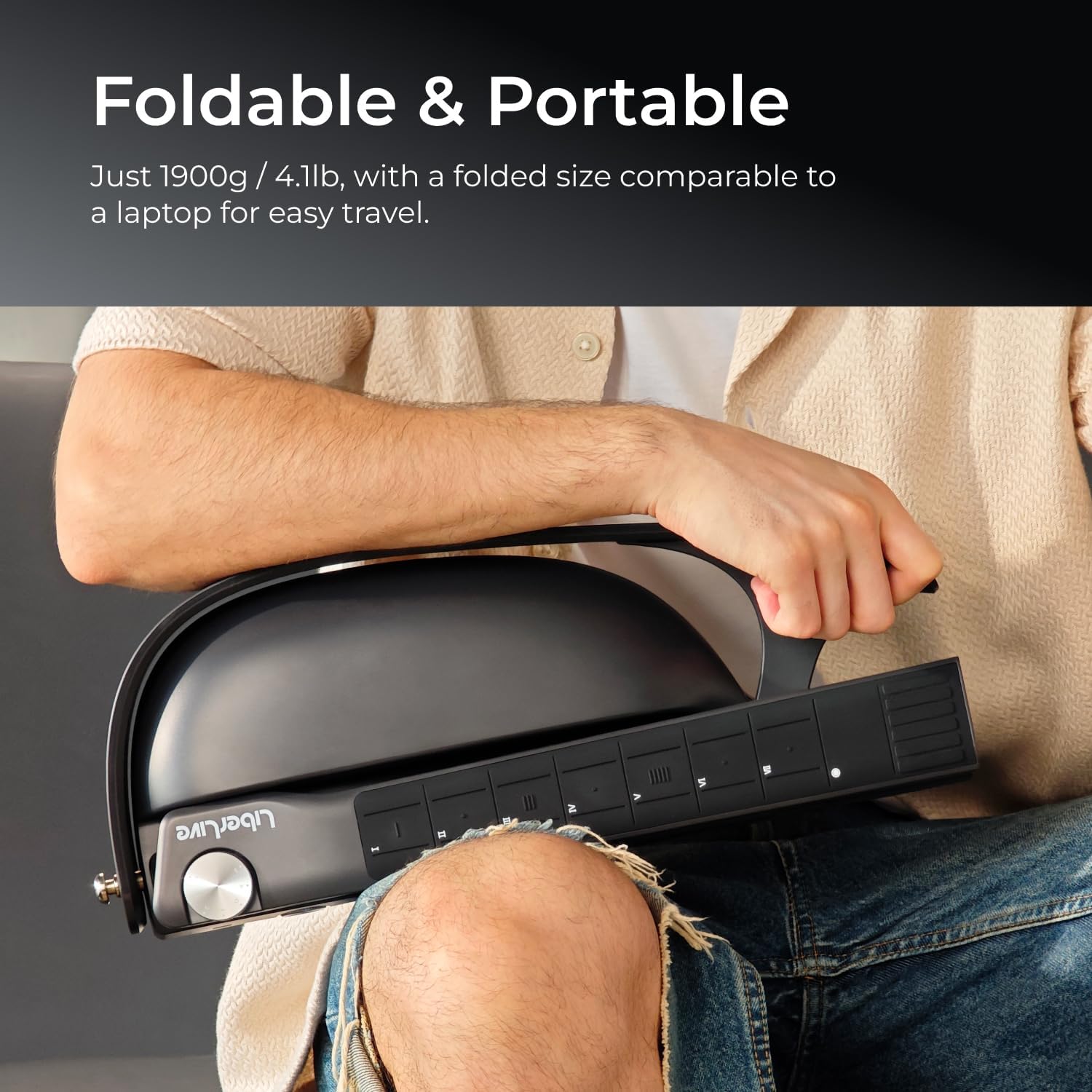 C1 Stringless Smart Guitar, Foldable Travel Backing Guitarra, Chord Generator, App Interactive Chord Sheets, Built-in Drum Machine & Bassline for One-Man Band, For Adults & Teens (Black)