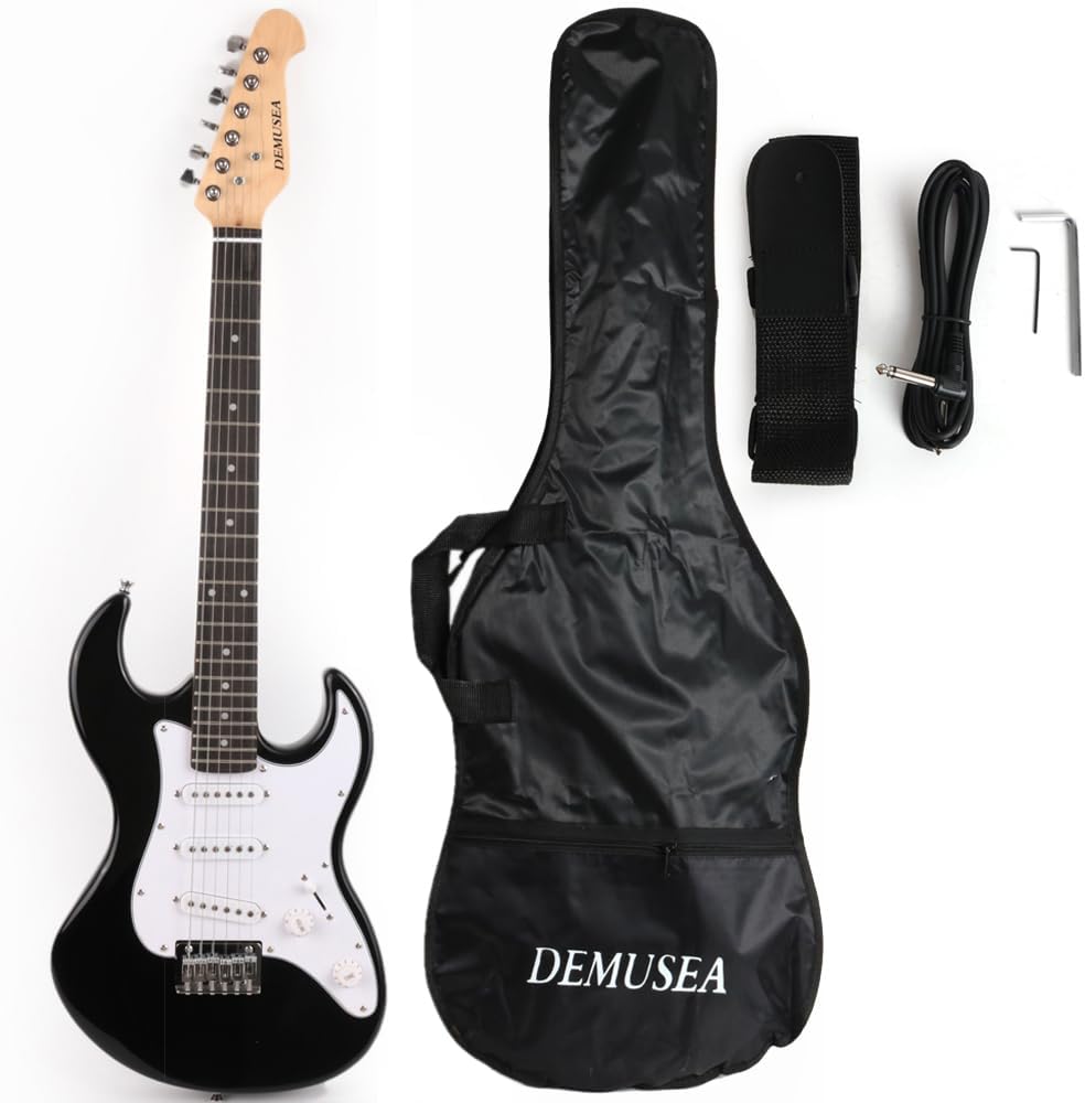 Short Scale 36 Inch 3/4 Electric Mini Guitar Black Color For Beginner Starter Travel Portable Practic With Gig Bag And Strap Phoenix Body Maple Neck SSS Pickups