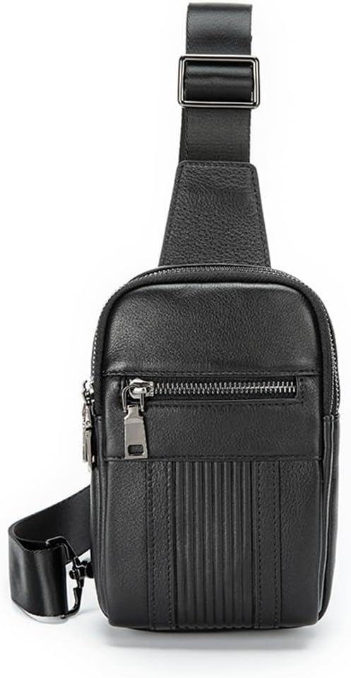 Men's Leather Chest Bag Crossbody Top Layer Cowhide Shoulder Mini