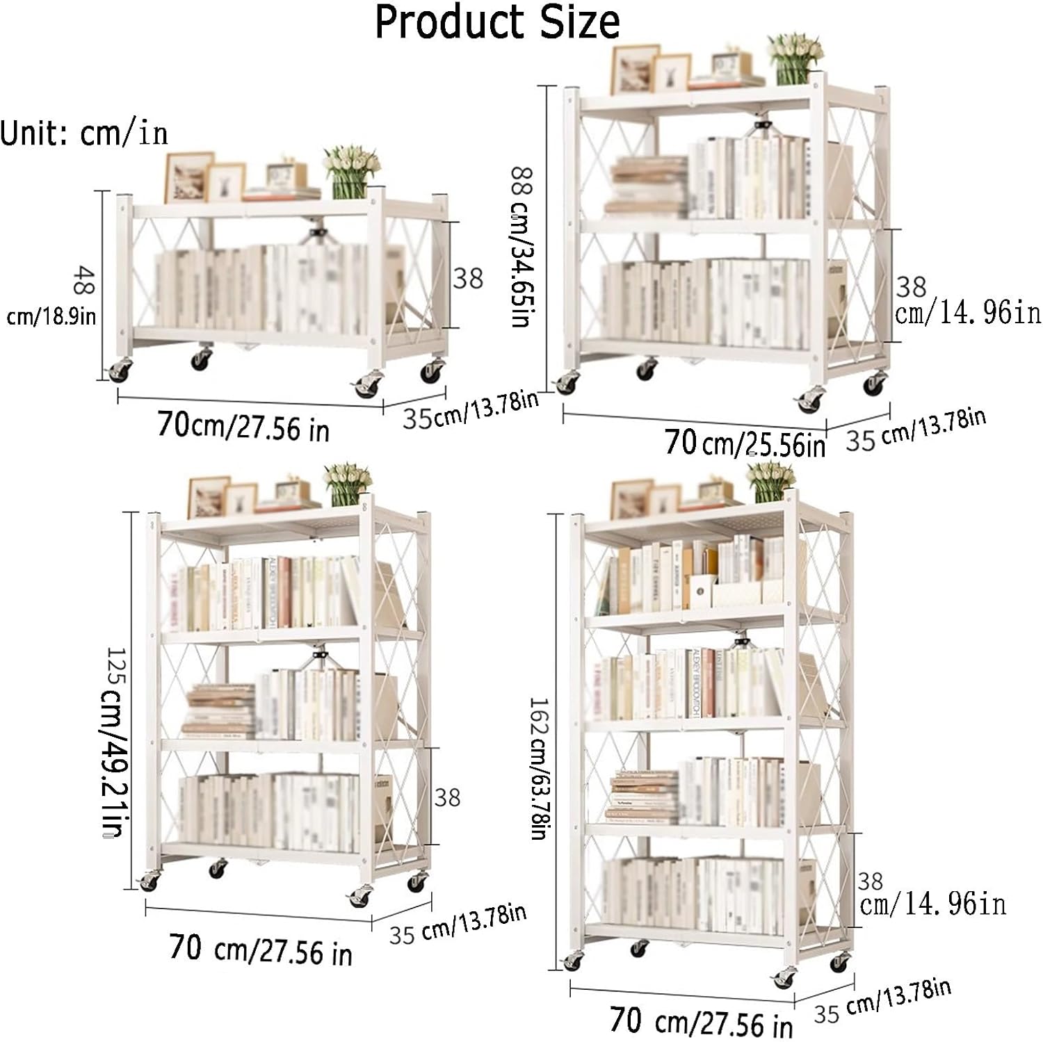2/3/4/5 Cube Wooden Bookshelf, Easy Mobile Bookshelf, Multi-Layer Home Desk Side with Wheels, for Reading Corner,Living Room (Black,White)(Black,5tier) (Black 5tier)