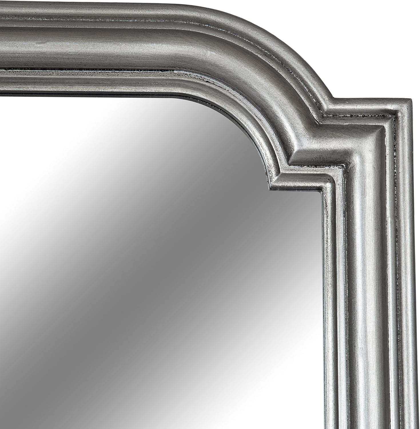 Kate and Laurel Kinsman Traditional Glam Rectangle Scallop Wall Mirror; 24 x 36; Silver; Decorative Scalloped Wood Mirror with Radius Corners for Vertical or Horizontal Display