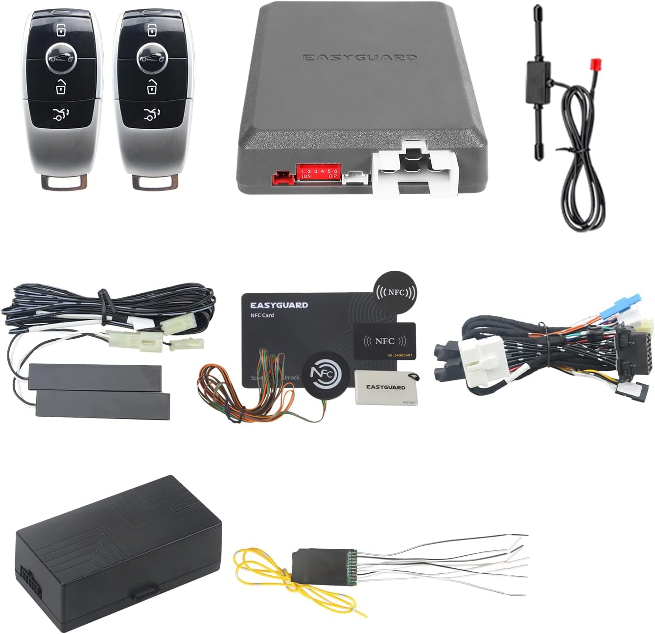 EASYGUARD PKE Remote Starter NFC Lock Unlock System Only Fit for 15-18 Mercedes Benz C Class W205/16-19 GLC X253/14-17 S Class W222 with Factory Push Start Button