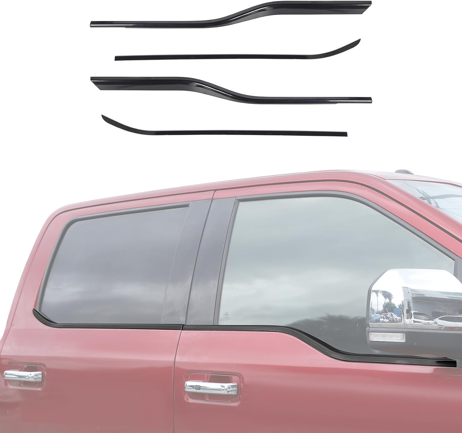 CheroCar for F150 Lower Window Trim Cover Molding Window Bottom Outer Frame Strip Compatible with Ford F150 2015-2020,Exterior Accessories,Black