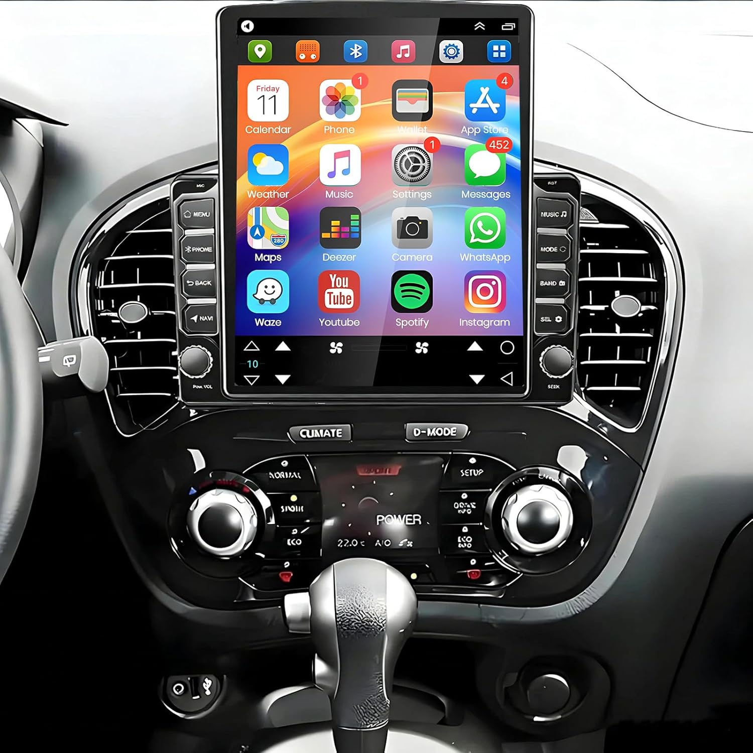 Car Stereo Radio Compatible for Nissan Juke 2010-2014 with Carplay Android Auto GPS Navigation 9.7in Touchscreen Car Radio Player with Bluetooth WiFi FM SWC Mirror Link Split Screen + Backup Camera