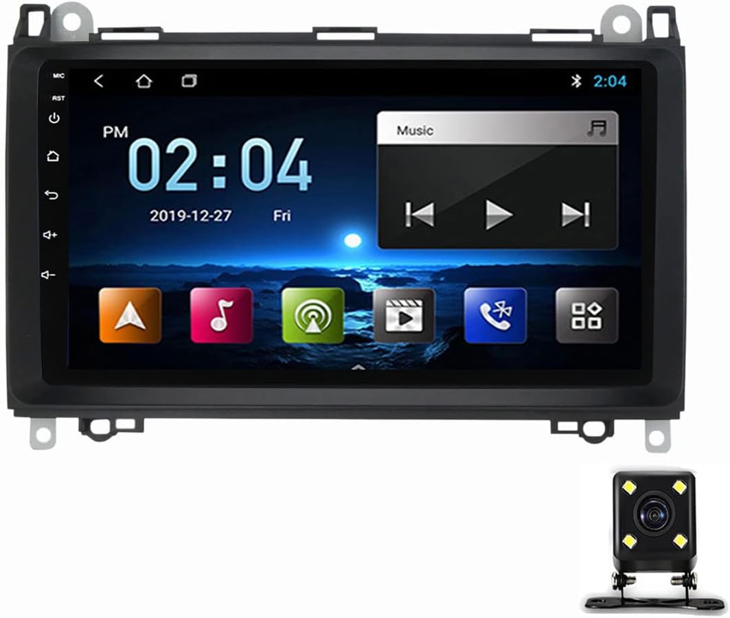 Double Din Car Stereo Receiver, 9In IPS Touch Screen Car Radio Bluetooth MP5 Player for Benz B200 W169 W245 Viano Vito W639 with Backup Camera/GPS Navigation/SWC/FM RDS/DSP/Carplay