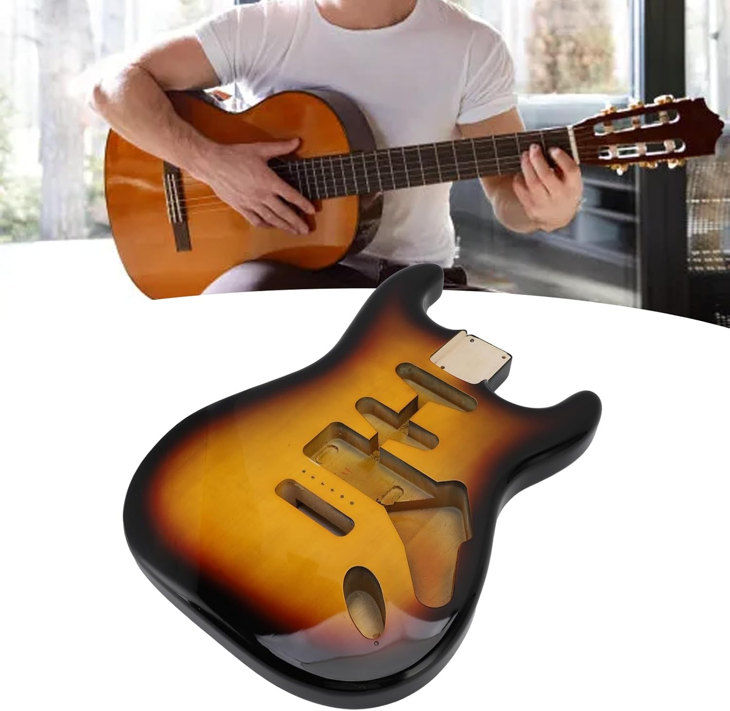 Electric Guitar Body Poplar Wood Standard HSH Route 3 Tone Sunburst Electric Guitar Body ST Style