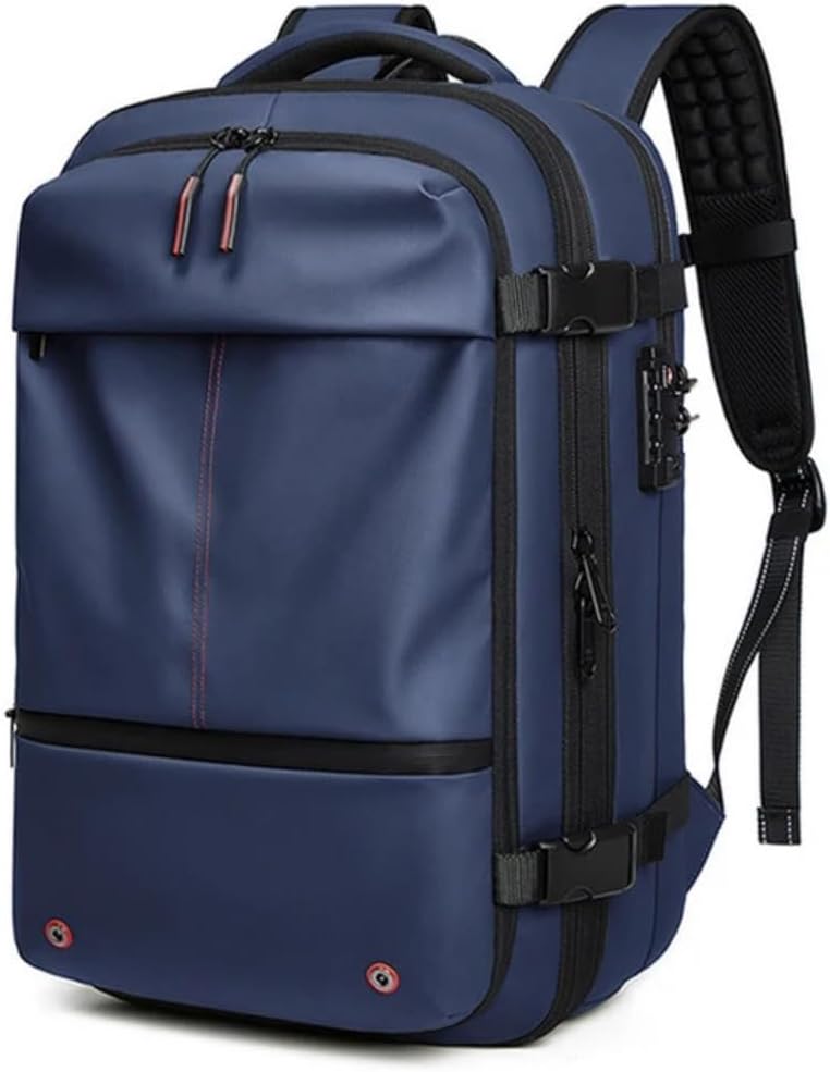 Travel Laptop Backpack for Men Vacuum Compression Business Carry On Large Capacity Expandable Backpack(blue-NO Pumps)