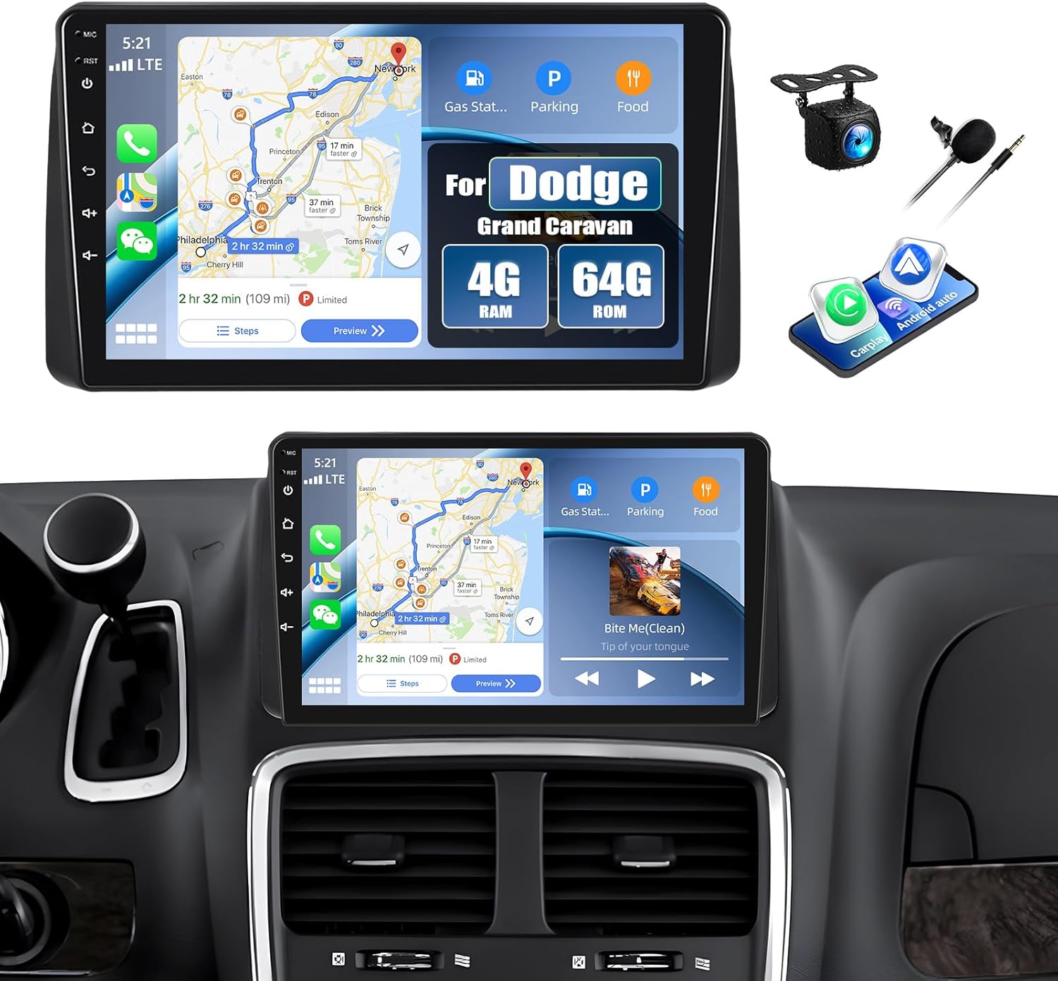 [4+64G] Android 15 Car Stereo for Dodge Grand Caravan 2011-2020 Chrysler Town & Country 2011-2016 Grand Voyager 2011-2015 with Carplay Android Auto,9