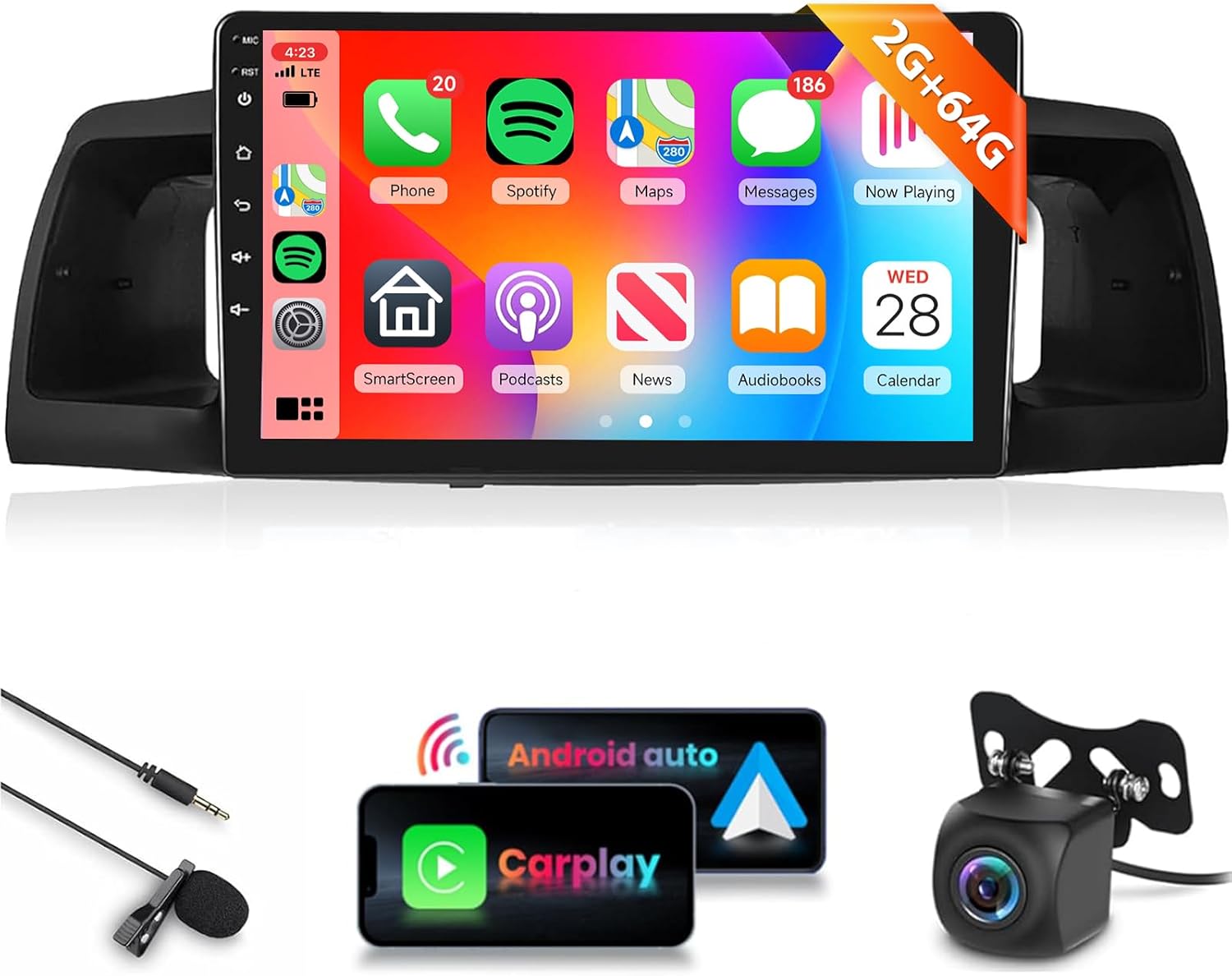 【HiFi 2G 64G】 Radio for 2005-2012 Toyota Corolla EX-L Car Stereo with Wireless Carplay Android Auto MirrorLink,9'' 1080P Touch Screen Bluetooth WiFi GPS HiFi Audio OBD2 FM/RDS Backup Camera