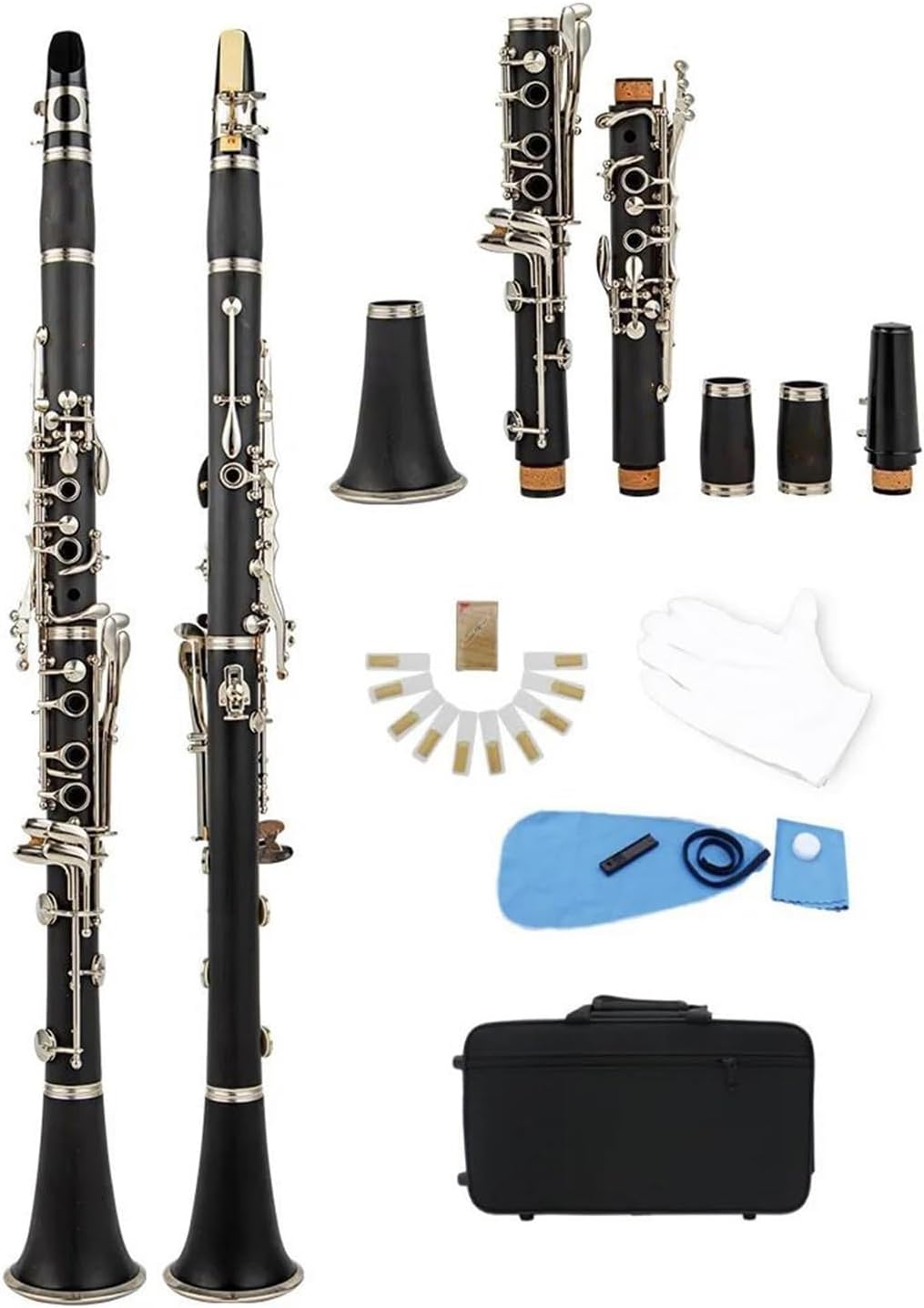 Student Clarinet Clarinet Falling Body Material B Clarinet Woodwind Instrument 17 Copper-Nickel (Color : Nickel silver)