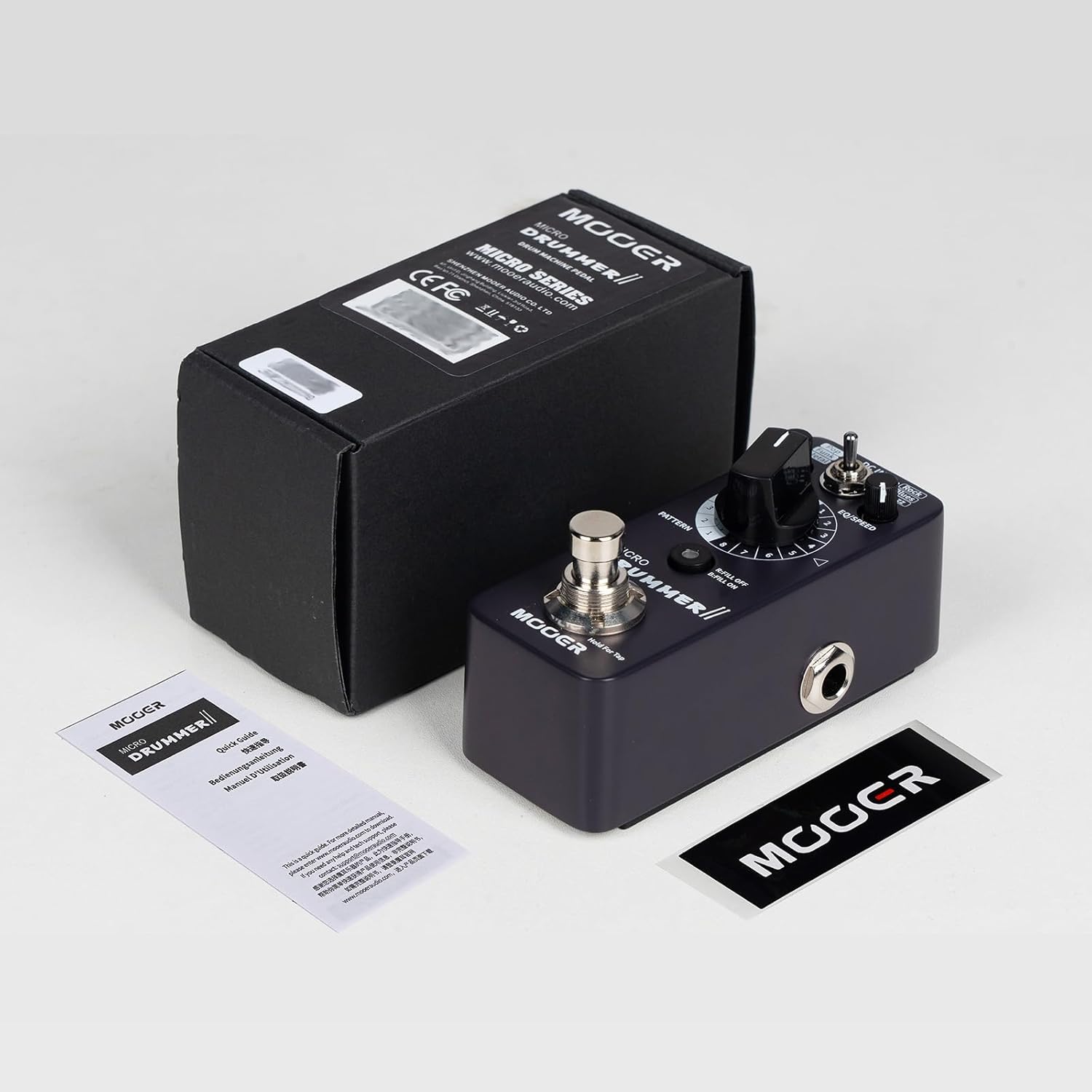 MOOER Micro Drummer II Guitar Drummer Pedal Drum Machine Effect with FILL Function, 48 Drum Grooves, and 6 Music Style Per 8 Different Rythem, With EQ, Tap Tempo for Electric Guitar