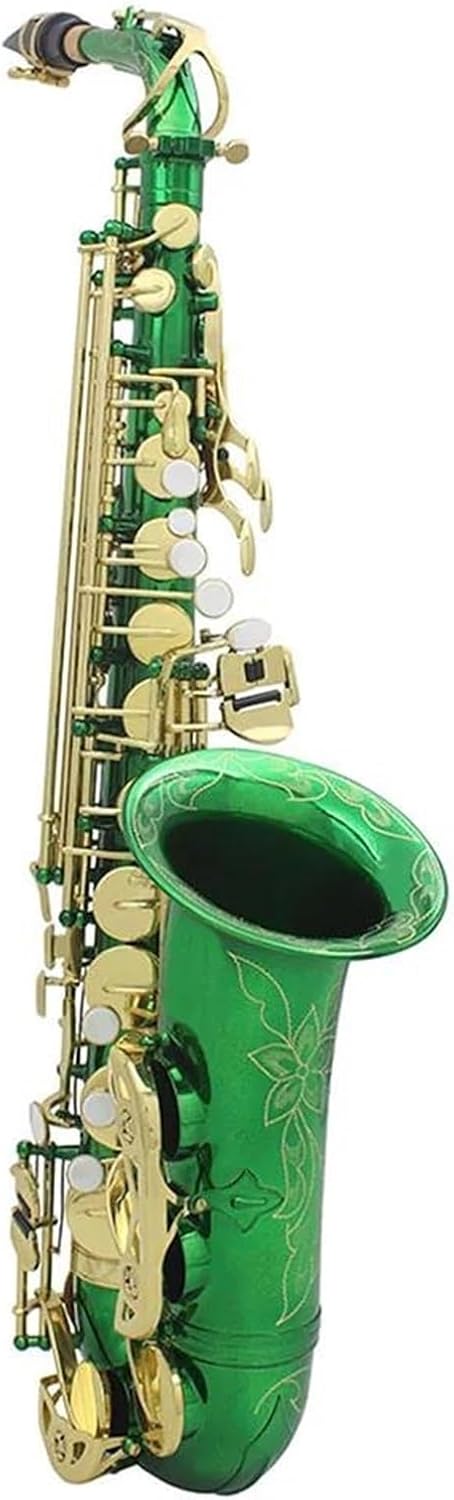 Eb Alto Green White Shell Carved Saxophone With Cloth Box Beautifully Carved Woodwind Musical Instrument