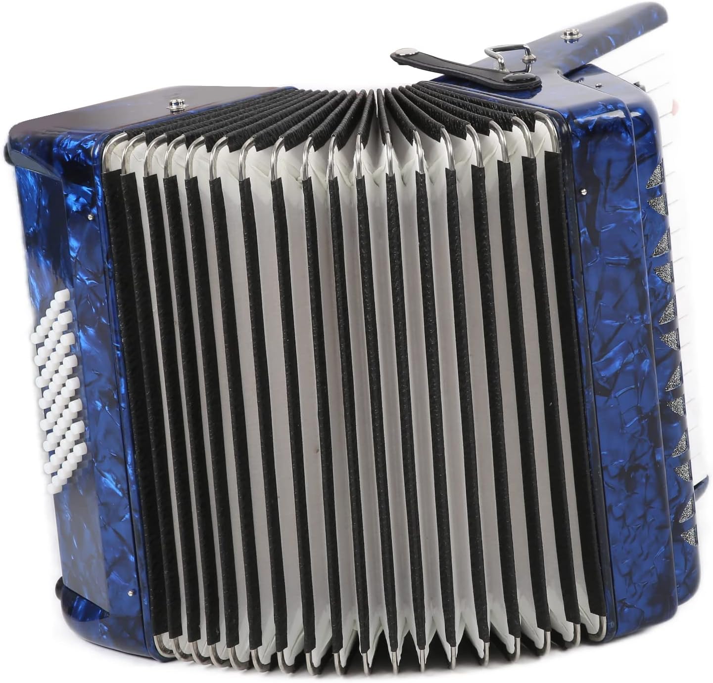 Celluloid Accordion, 26 Key 48 Bass Piano Keyboard Accordion Instrument with Adjustable Straps, Professional Tuning Musical Instrument for Beginners Adults Stage Performance