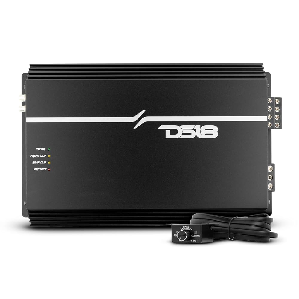 DS18 EXL-P2000X1D Korean 1-Channel Monoblock Subwoofer Car Audio Amplifier Competition Grade Class D MOSFET Amp 2000 Watts Rms - Remote BASS Knob Included