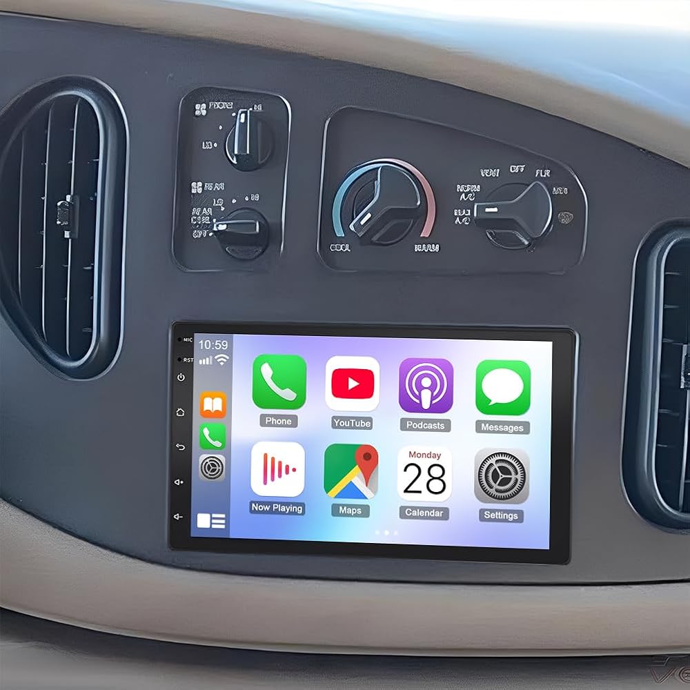 Double Din Car Stereo for Ford E150 E250 E350 1998-2008,7 inch Touch Screen Car Radio for Ford E150 E250 E350 Head Unit with CarPlay Android Auto GPS Navi Bluetooth FM WiFi AHD SWC Backup Camera