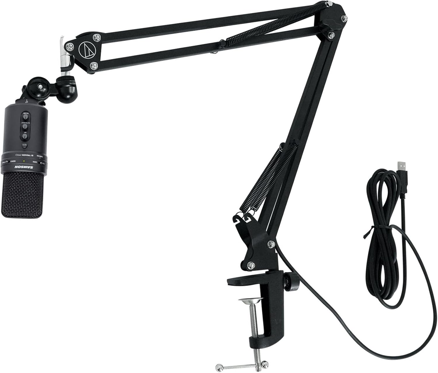 Audiosavings Bundle: Samson G-Track Pro Studio USB Condenser Microphone Mic+Built in Audio Interface Bundle with Audio Technica Boom Arm for USB Microphone Recording/Streaming Computer Mics (2 Items)