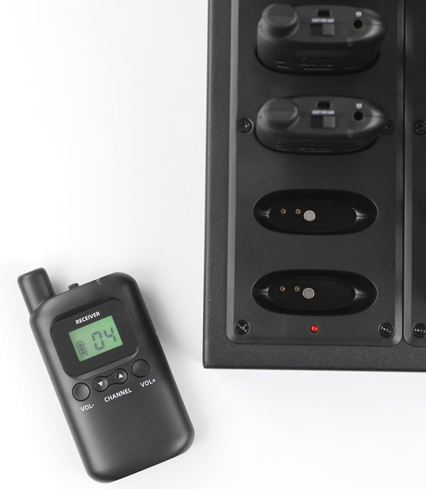 AGJ Wireless Tour Guide System, Tour Guide Headsets, Tour Guide Microphone 1 Transmitter 10 Receivers 1 Charger Simultaneous Court Church Translation Interpretation System for Training Group Tour