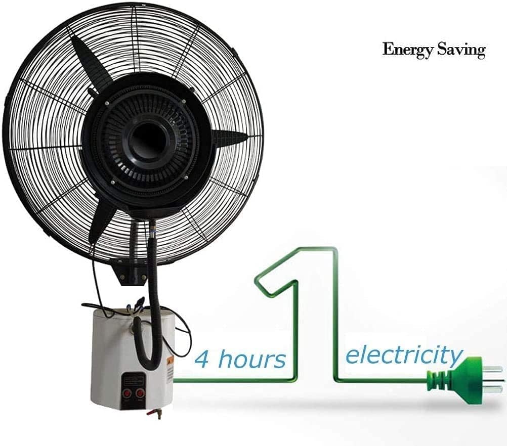 Wall Fan Cooling Wall Mount Fan, with Humidifying Mist Action 3 Speed Settings, 15L, Adjustable Tilt, for Industrial Home Office Restaurant Dormitory