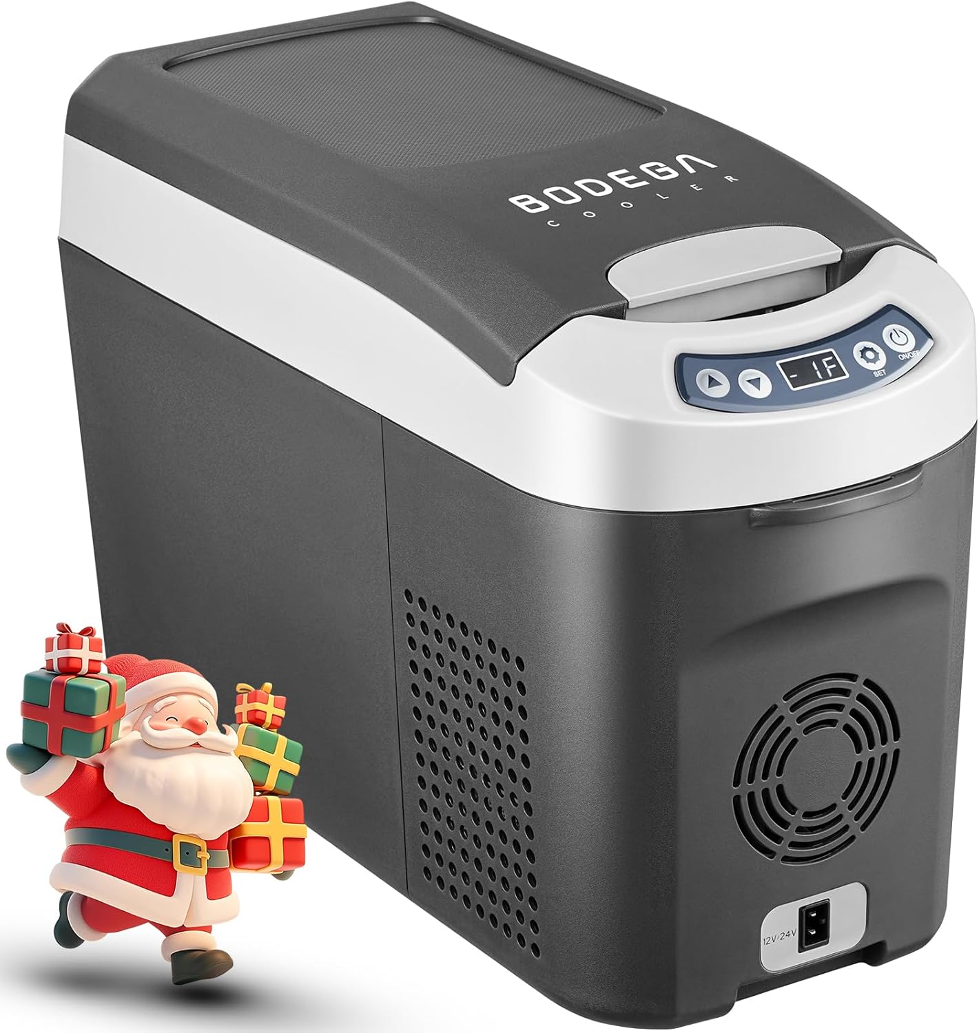 BODEGA BODEGACOOLER 12 Volt Car Refrigerator, 16 Quart (15L) Small Car Fridge, Portable Freezer(-4℉~68℉), Car Cooler with 12/24V DC for Outdoor, Vehicles, Camping, Travel