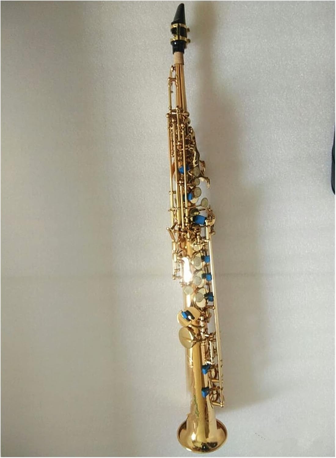 Sax Beginners Kit Soprano Saxophone Plated Body Gold Lacquer Key Brass Saxophone Straight Pipe B(b) Musical Instrument with Hard Case Wind Instrument