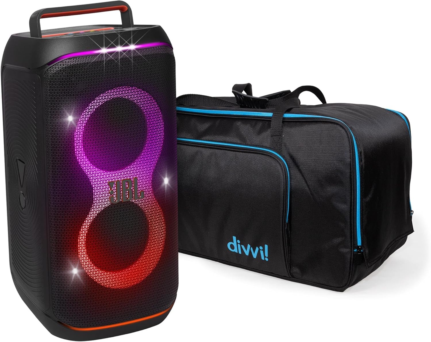 JBL PartyBox Club 120 Portable Bluetooth Speaker Bundle with divvi! Protective Transport Bag