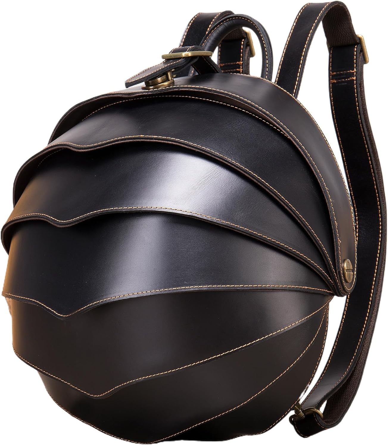 Genuine Crazy Horse Leather Backpack for Men Vintage Travel Daypack Water Resistant Laptop Bag Gift Box (Black)