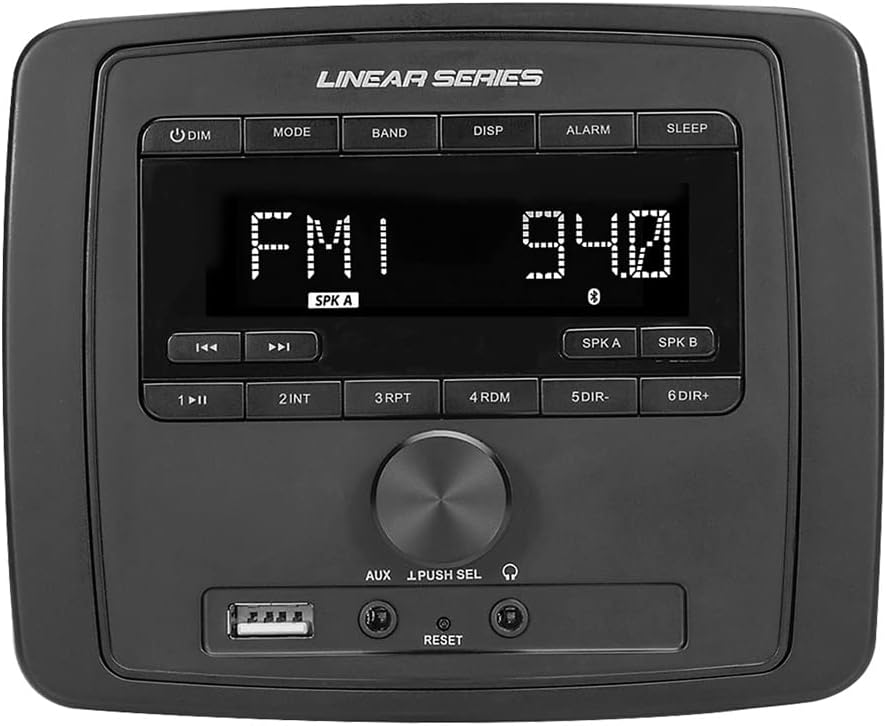 Dual-Zone Multimedia Stereo Receiver with Bluetooth/USB/AUX/AM/FM for RV, Motorcycle, Power Sports, Campers