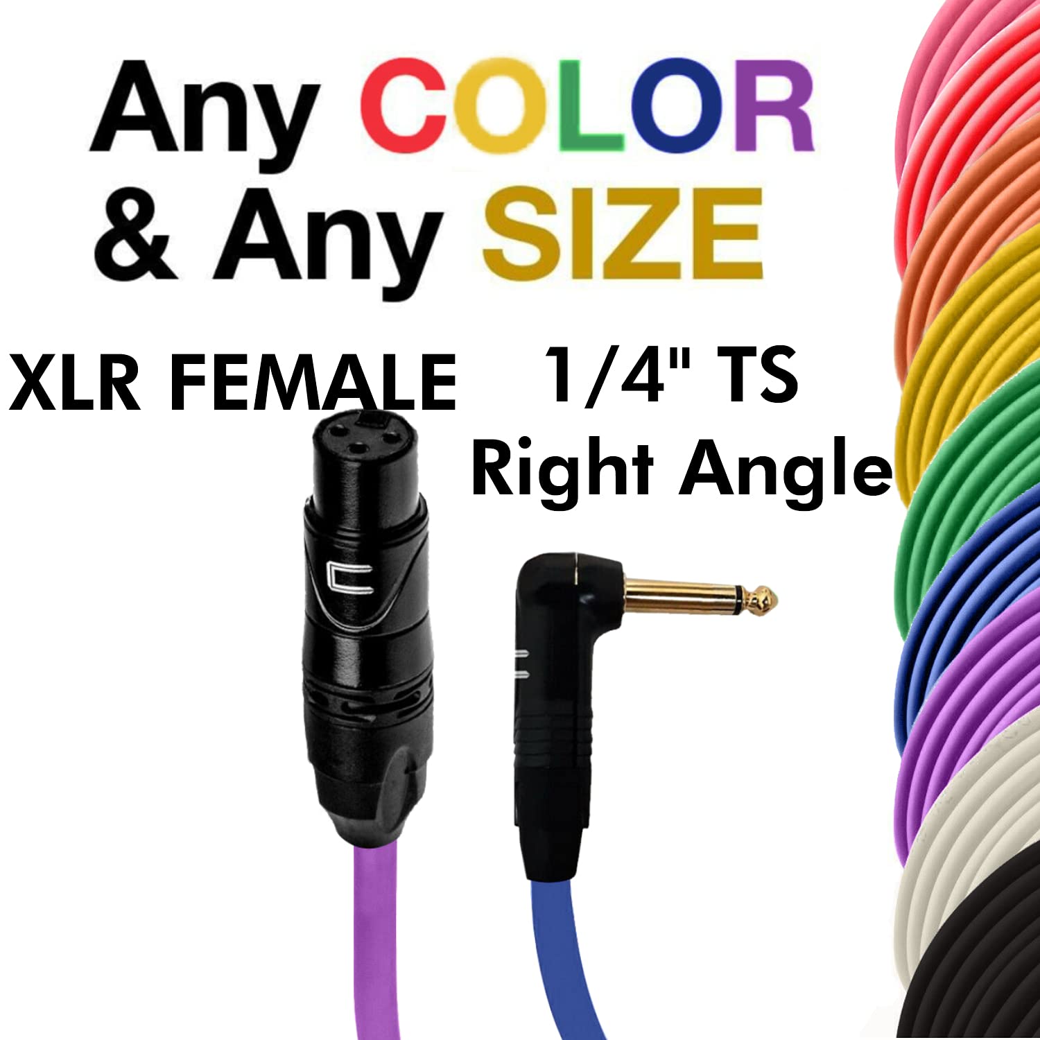 Unbalanced XLR Cable Female to Right Angle 1/4