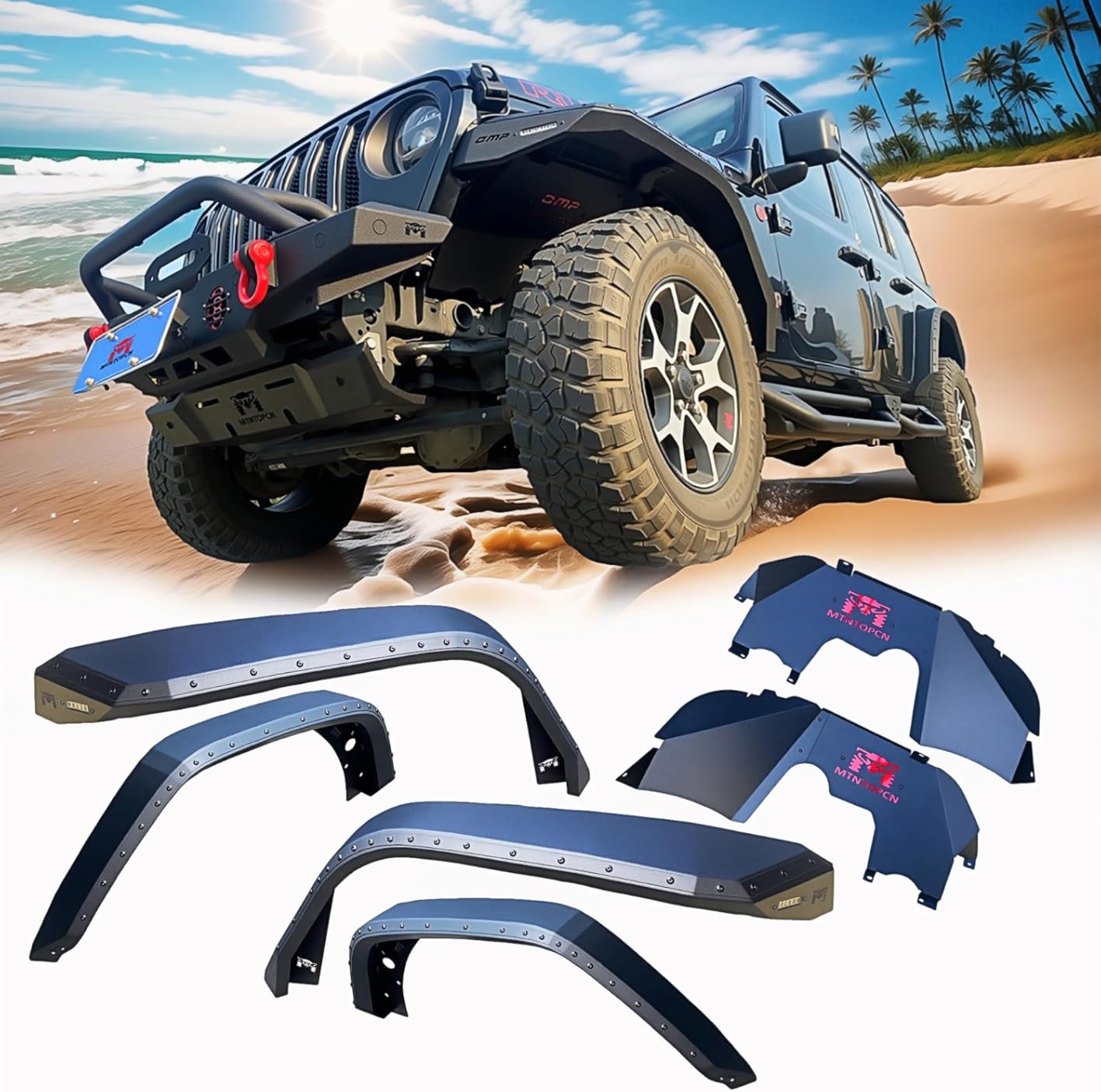 Fender Flares Compatible with Jeep Wrangler JL/JLU 2018-2025 | Desert Viper Blade Design –No-Drill Bolt-On | Aggressive Trail Attacks (9