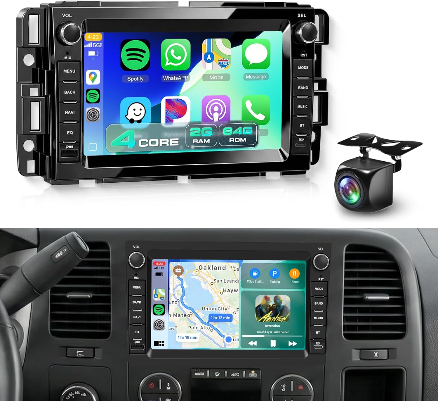 4 Core+64G Car Stereo Radio for Chevrolet Chevy Silverado Tahoe GMC Sierra Yukon Wireless Carplay Android Auto, Sellrich 7