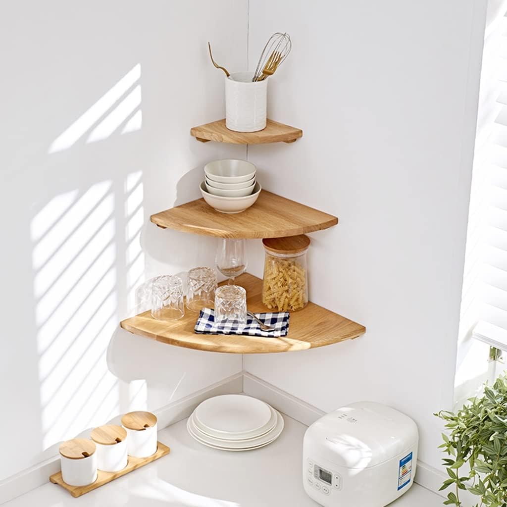 Open Shelf / Storage Rack Wall Mount Corner Shelf, Floating Shelf Wood Wall Bracket, Round Edge Hanging Wall Shelf Wall Floating Display Bookshelf Decorative Embellishment Bedroom ( Color : Brown-9.8