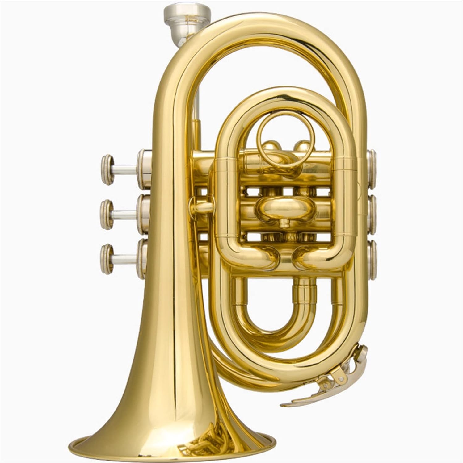 Portable Trumpet B-Flat Pocket Cornet Brass Instrument Beginner Trumpet