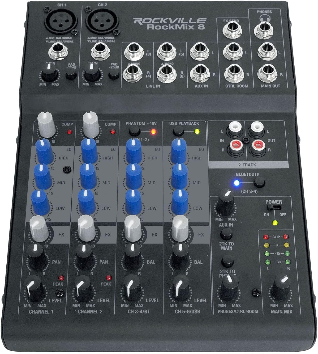 Rockville ROCKMIX USB Computer Recording Interface Mixer w/Compressor+Bluetooth