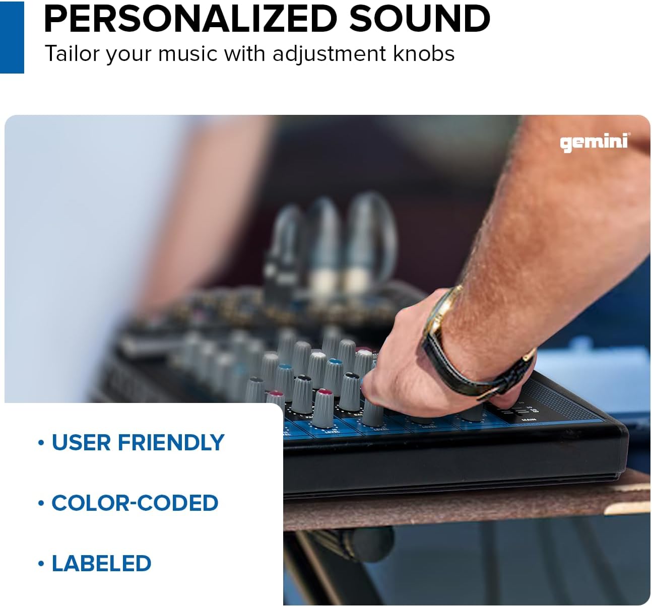 Gemini 8-Channel Audio Mixer – USB Playback, FX, EQ, Phantom Power – Compact DJ Mix Console for Music, Podcast, Live Sound & Studio Recording (GEM-08USB)