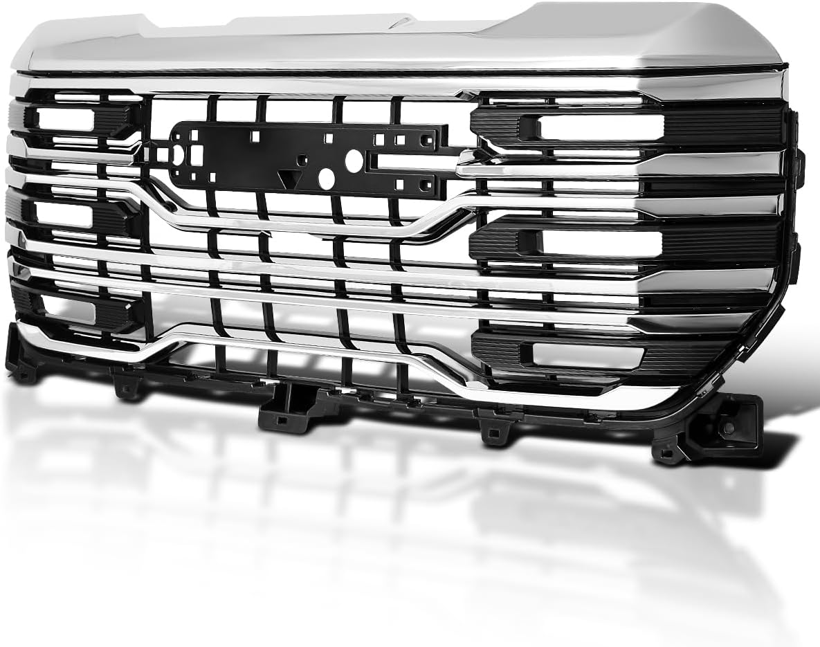 Spec-D Tuning Chrome AT4 style Front Hood Grille Compatible with 2022-2025 GMC Sierra 1500